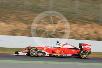 World © Octane Photographic Ltd. Scuderia Ferrari SF16-H – Sebastian Vettel. Friday 4th March 2016, F1 Winter testing, Circuit de Barcelona Catalunya, Spain, Day 8. Digital Ref :