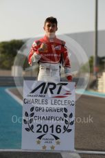 World © Octane Photographic Ltd. ART Grand Prix – Charles Leclerc. - GP3 Champion. Saturday 26th November 2016, GP3 Paddock, Yas Mairnia Circuit, Abu Dhabi. Digital Ref :