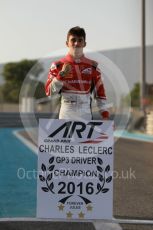 World © Octane Photographic Ltd. ART Grand Prix – Charles Leclerc. - GP3 Champion. Saturday 26th November 2016, GP3 Paddock, Yas Mairnia Circuit, Abu Dhabi. Digital Ref :