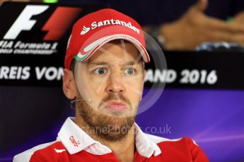 World © Octane Photographic Ltd. F1 German GP FIA Drivers’ Press Conference, Hockenheim, Germany. Thursday 28th July 2016. Scuderia Ferrari – Sebastian Vettel. Digital Ref : 1657LB1D7525