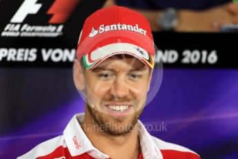 World © Octane Photographic Ltd. F1 German GP FIA Drivers’ Press Conference, Hockenheim, Germany. Thursday 28th July 2016. Scuderia Ferrari – Sebastian Vettel. Digital Ref : 1657LB1D7631