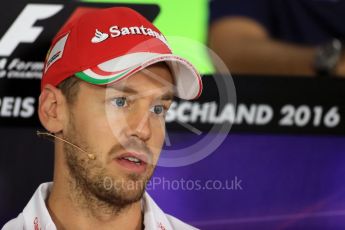 World © Octane Photographic Ltd. F1 German GP FIA Drivers’ Press Conference, Hockenheim, Germany. Thursday 28th July 2016. Scuderia Ferrari – Sebastian Vettel. Digital Ref : 1657LB1D7719