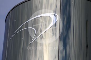World © Octane Photographic Ltd. McLaren logo in the sun. Friday 29th July 2016, F1 German GP Practice 1, Hockenheim, Germany. Digital Ref : 1659CB1D0681