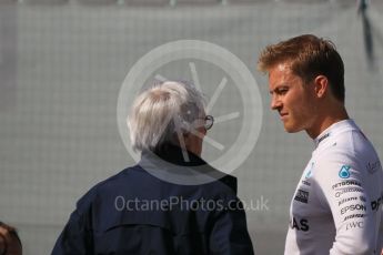 World © Octane Photographic Ltd. Mercedes AMG Petronas W07 Hybrid – Nico Rosberg and Bernie Ecclestone. Friday 29th July 2016, F1 German GP Practice 1, Hockenheim, Germany. Digital Ref : 1659CB1D0746