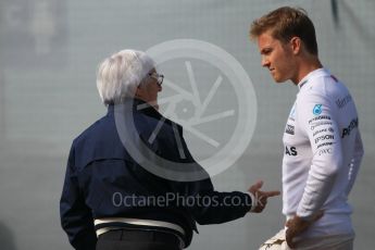World © Octane Photographic Ltd. Mercedes AMG Petronas W07 Hybrid – Nico Rosberg and Bernie Ecclestone. Friday 29th July 2016, F1 German GP Practice 1, Hockenheim, Germany. Digital Ref : 1659CB1D0757