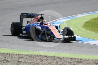 World © Octane Photographic Ltd. Manor Racing MRT05 - Pascal Wehrlein. Friday 29th July 2016, F1 German GP Practice 1, Hockenheim, Germany. Digital Ref : 1659CB5D9154