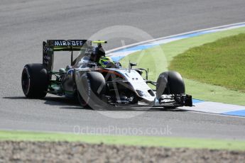 World © Octane Photographic Ltd. Sahara Force India VJM09 - Sergio Perez. Friday 29th July 2016, F1 German GP Practice 1, Hockenheim, Germany. Digital Ref : 1659CB5D9213