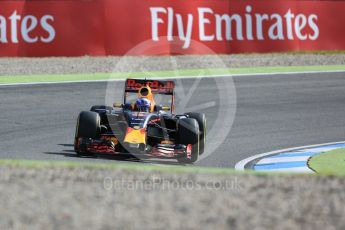 World © Octane Photographic Ltd. Red Bull Racing RB12 – Daniel Ricciardo. Friday 29th July 2016, F1 German GP Practice 1, Hockenheim, Germany. Digital Ref : 1659CB5D9250