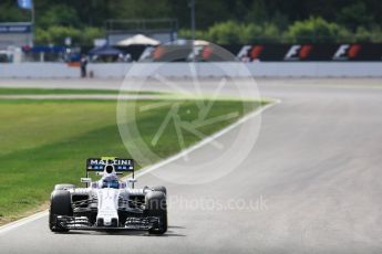 World © Octane Photographic Ltd. Williams Martini Racing, Williams Mercedes FW38 – Valtteri Bottas. Friday 29th July 2016, F1 German GP Practice 1, Hockenheim, Germany. Digital Ref : 1659CB5D9301