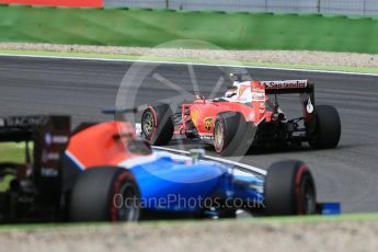World © Octane Photographic Ltd. Scuderia Ferrari SF16-H – Kimi Raikkonen and Manor Racing MRT05 - Pascal Wehrlein. Friday 29th July 2016, F1 German GP Practice 1, Hockenheim, Germany. Digital Ref : 1659CB5D9333