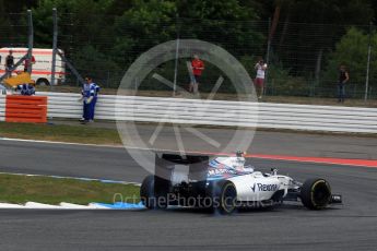 World © Octane Photographic Ltd. Williams Martini Racing, Williams Mercedes FW38 – Valtteri Bottas. Friday 29th July 2016, F1 German GP Practice 1, Hockenheim, Germany. Digital Ref : 1659LB2D0830
