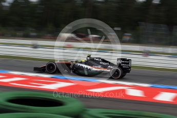 World © Octane Photographic Ltd. Sahara Force India VJM09 - Sergio Perez. Friday 29th July 2016, F1 German GP Practice 1, Hockenheim, Germany. Digital Ref : 1659LB2D0964