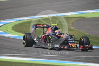 World © Octane Photographic Ltd. Scuderia Toro Rosso STR11 – Carlos Sainz. Friday 29th July 2016, F1 German GP Practice 2, Hockenheim, Germany. Digital Ref : 1661CB1D1207