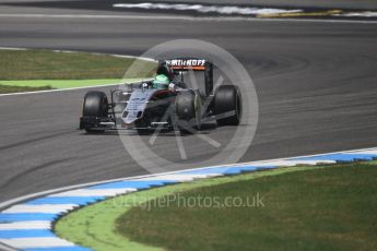 World © Octane Photographic Ltd. Sahara Force India VJM09 - Nico Hulkenberg. Friday 29th July 2016, F1 German GP Practice 2, Hockenheim, Germany. Digital Ref : 1661CB1D1246