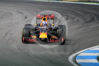 World © Octane Photographic Ltd. Red Bull Racing RB12 – Daniel Ricciardo. Friday 29th July 2016, F1 German GP Practice 2, Hockenheim, Germany. Digital Ref : 1661CB1D1568