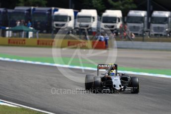 World © Octane Photographic Ltd. Sahara Force India VJM09 - Sergio Perez. Friday 29th July 2016, F1 German GP Practice 2, Hockenheim, Germany. Digital Ref : 1661LB1D8855