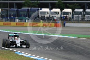 World © Octane Photographic Ltd. Mercedes AMG Petronas W07 Hybrid – Lewis Hamilton. Friday 29th July 2016, F1 German GP Practice 2, Hockenheim, Germany. Digital Ref : 1661LB1D9335