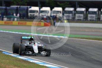 World © Octane Photographic Ltd. Mercedes AMG Petronas W07 Hybrid – Nico Rosberg. Friday 29th July 2016, F1 German GP Practice 2, Hockenheim, Germany. Digital Ref : 1661LB1D9354