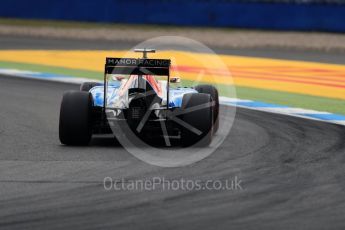 World © Octane Photographic Ltd. Manor Racing MRT05 – Rio Haryanto. Friday 29th July 2016, F1 German GP Practice 2, Hockenheim, Germany. Digital Ref : 1661LB1D9414