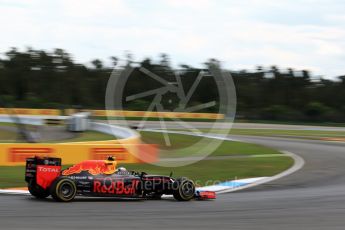 World © Octane Photographic Ltd. Red Bull Racing RB12 – Max Verstappen. Friday 29th July 2016, F1 German GP Practice 2, Hockenheim, Germany. Digital Ref : 1661LB2D1309