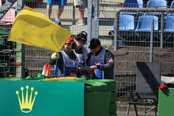 World © Octane Photographic Ltd. Yellow flag before the session. Saturday 30th July 2016, F1 German GP Practice 3, Hockenheim, Germany. Digital Ref :1665CB1D1693