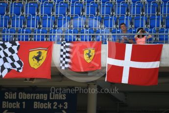 World © Octane Photographic Ltd. Ferrari and Magnussen fans flags. Saturday 30th July 2016, F1 German GP Practice 3, Hockenheim, Germany. Digital Ref :1665CB1D1696