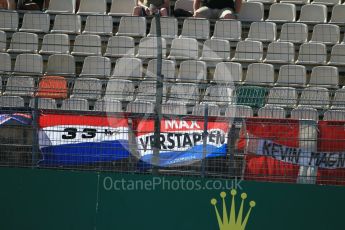 World © Octane Photographic Ltd. Max Verstappen fans flags. Saturday 30th July 2016, F1 German GP Practice 3, Hockenheim, Germany. Digital Ref :1665CB1D1697