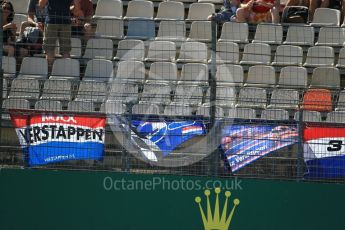 World © Octane Photographic Ltd. Max Verstappen fans flags. Saturday 30th July 2016, F1 German GP Practice 3, Hockenheim, Germany. Digital Ref :1665CB1D1698