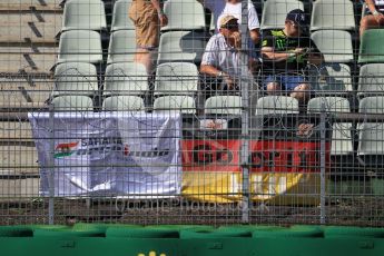 World © Octane Photographic Ltd. Sahara Force India/Nico Hulkenberg fans flags. Saturday 30th July 2016, F1 German GP Practice 3, Hockenheim, Germany. Digital Ref :1665CB1D1706