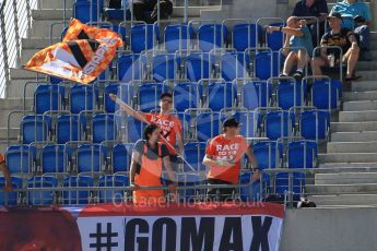 World © Octane Photographic Ltd. Max Verstappen fans in the grandstand. Saturday 30th July 2016, F1 German GP Practice 3, Hockenheim, Germany. Digital Ref :1665CB1D1707