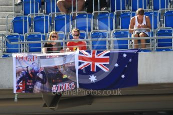 World © Octane Photographic Ltd. Red Bull Racing/Daniel Ricciardo fans in the grandstand. Saturday 30th July 2016, F1 German GP Practice 3, Hockenheim, Germany. Digital Ref :1665CB1D1797