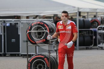 World © Octane Photographic Ltd. Scuderia Ferrari tyre trolly loaded with Pirelli Supersoft (Red) tyres. Thursday 28th July 2016, F1 German GP Set up, Hockenheim, Germany. Digital Ref :1658CB1D0148