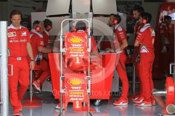 World © Octane Photographic Ltd. Scuderia Ferrari garage. Thursday 28th July 2016, F1 German GP Set up, Hockenheim, Germany. Digital Ref :1658CB1D0166
