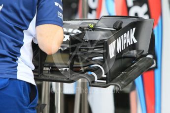 World © Octane Photographic Ltd. Williams Martini Racing, Williams Mercedes FW38 front wing detail. Thursday 28th July 2016, F1 German GP Set up, Hockenheim, Germany. Digital Ref :1658CB1D0172