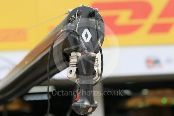 World © Octane Photographic Ltd. Renault Sport F1 Team pitlane gantry detail. Thursday 28th July 2016, F1 German GP Set up, Hockenheim, Germany. Digital Ref :1658CB1D0200