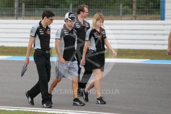 World © Octane Photographic Ltd. Sahara Force India VJM09 - Sergio Perez. Thursday 28th July 2016, F1 German GP Track Walk, Hockenheim, Germany. Digital Ref :1658CB1D0258