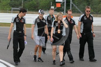World © Octane Photographic Ltd. Sahara Force India VJM09 - Sergio Perez. Thursday 28th July 2016, F1 German GP Track Walk, Hockenheim, Germany. Digital Ref :1658CB1D0262
