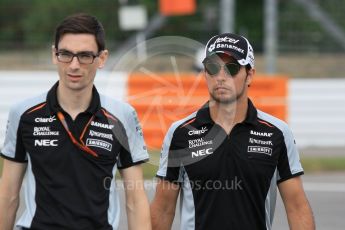 World © Octane Photographic Ltd. Sahara Force India VJM09 - Sergio Perez. Thursday 28th July 2016, F1 German GP Track Walk, Hockenheim, Germany. Digital Ref :1658CB1D0268