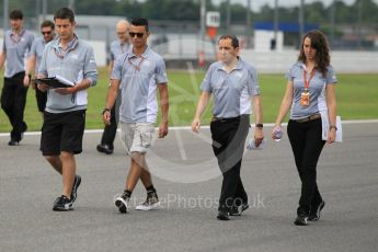 World © Octane Photographic Ltd. Manor Racing MRT05 - Pascal Wehrlein. Thursday 28th July 2016, F1 German GP Track Walk, Hockenheim, Germany. Digital Ref :1658CB1D0362