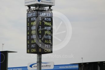World © Octane Photographic Ltd. Timing board with historic data reply. Thursday 28th July 2016, F1 German GP Set up, Hockenheim, Germany. Digital Ref :1658CB1D0428