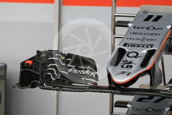 World © Octane Photographic Ltd. Sahara Force India VJM09 front wing detail. Thursday 28th July 2016, F1 German GP Set up, Hockenheim, Germany. Digital Ref :1658CB1D0462