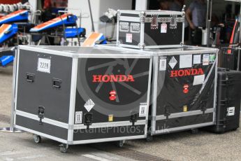 World © Octane Photographic Ltd. McLaren Honda - Honda shipping crates. Thursday 28th July 2016, F1 German GP Set up, Hockenheim, Germany. Digital Ref :1658CB1D0465