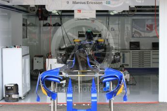 World © Octane Photographic Ltd. Sauber F1 Team C35 – Marcus Ericsson's garage. Thursday 28th July 2016, F1 German GP Set up, Hockenheim, Germany. Digital Ref :1658CB1D0488