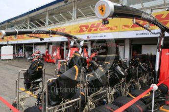 World © Octane Photographic Ltd. Scuderia Ferrari garage. Thursday 28th July 2016, F1 German GP Set up, Hockenheim, Germany. Digital Ref :1658CB5D8728