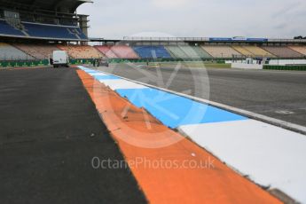 World © Octane Photographic Ltd. Thursday 28th July 2016, F1 German GP Track Walk, Hockenheim, Germany. Turn 16 exit/Turn 17 entry kerbs. Digital Ref :
