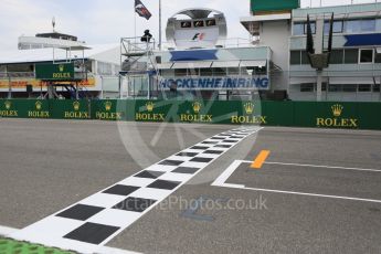 World © Octane Photographic Ltd. Thursday 28th July 2016, F1 German GP Track Walk. Finish line and podium, Hockenheim, Germany. Digital Ref :1658CB5D8853