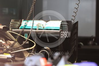 World © Octane Photographic Ltd. Mercedes AMG Petronas W07 Hybrid rear wing detail. Thursday 28th July 2016, F1 German GP Set up, Hockenheim, Germany. Digital Ref :1658LB1D7063