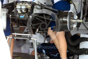 World © Octane Photographic Ltd. Williams Martini Racing, Williams Mercedes FW38 floor support detail. Thursday 28th July 2016, F1 German GP Set up, Hockenheim, Germany. Digital Ref :1658LB1D7175