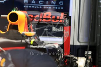 World © Octane Photographic Ltd. Red Bull Racing RB12 rear wing detail. Thursday 28th July 2016, F1 German GP Set up, Hockenheim, Germany. Digital Ref :1658LB1D7193