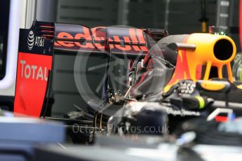 World © Octane Photographic Ltd. Red Bull Racing RB12 rear wing detail. Thursday 28th July 2016, F1 German GP Set up, Hockenheim, Germany. Digital Ref :1658LB1D7223